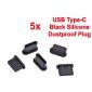 5* Tappi antipolvere in silicone per porta USB Type-C, colore Nero*