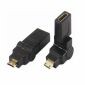 Adattatore girevole da Mini HDMI maschio a HDMI femmina a 360 gradi, angolato di 90 gradi, dorato