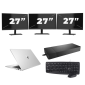 HP EliteBook 830 G7 - Intel Core i7 10ª generazione - 13 pollici - 16GB RAM - 256GB SSD - Windows 11 Home + 3x Monitor da 27 pollici