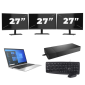 HP EliteBook 840 G8 - Intel Core i7 11ª generazione - 14 pollici - 16GB RAM - 256GB SSD - Windows 11 Home + 3x Monitor da 27 pollici
