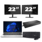 HP ProBook 445 G8 - AMD Ryzen 3 5400U - 14 pollici - 16GB RAM - 256GB SSD - Windows 11 + 2x Monitor da 22 pollici