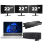 HP ProBook 445 G8 - AMD Ryzen 3 5400U - 14 pollici - 16GB RAM - 256GB SSD - Windows 11 + 3x Monitor da 22 pollici