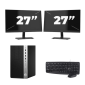 HP Prodesk 600 G5 Micro Tower - Intel Core i7-8a Generazione - 8GB RAM - 256GB SSD - Windows 11 + 2x Monitor da 27 pollici