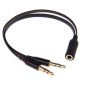 Jack audio da 3,5 mm Y-Splitter M/F, stereo+microfono, cavo piatto, nero, incluso auricolare iPhone/Samsung