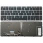 Tastiera per notebook per HP EliteBook Folio 1040 G3 con cornice argento retroilluminata