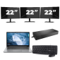 Lenovo ThinkPad T14 Gen 1 - AMD Ryzen 5 PRO 4650U - 14 pollici - 8 GB di RAM - SSD da 256 GB - Windows 11 Home + 3 monitor da 22 pollici