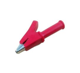 1 * Clip a coccodrillo in metallo con manico in plastica, rosso, supporto connettore a banana da 4 mm