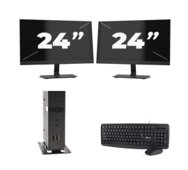 Atrust t176 USFF - Intel Atom x5-E8000 - 8GB RAM - 256GB SSD - Windows 11 + 2x 24 pollici Monitor