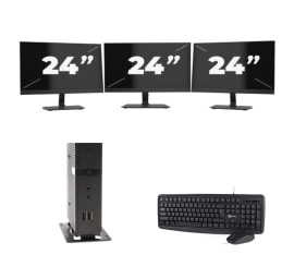 Atrust t176L USFF - Intel Atom x5-E8000 - 8GB RAM - 256GB SSD - Windows 11 + 3x 24 pollici Monitor