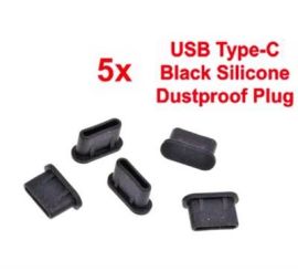 5* Tappi antipolvere in silicone per porta USB Type-C, colore Nero*