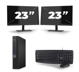 Dell OptiPlex 3070 Micro USFF - Intel Core i3-9ª generazione - 8GB RAM - 256GB SSD - Windows 11 + 2x 23 inch Monitor
