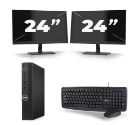 Dell OptiPlex 3070 Micro USFF - Intel Core i3-9ª generazione - 8GB RAM - 256GB SSD - Windows 11 + 2x 24 inch Monitor