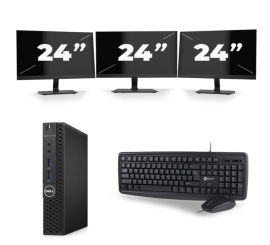 Dell OptiPlex 3070 Micro USFF - Intel Core i3-9ª generazione - 8GB RAM - 256GB SSD - Windows 11 + 3x 24 inch Monitor