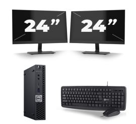 Dell OptiPlex 7070 Micro USFF - Intel Core i3-9ª generazione - 8GB RAM - 256GB SSD - Windows 11 + 2x 24 inch Monitor