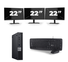 Dell OptiPlex 7070 Micro USFF - Intel Core i3-9ª generazione - 8GB RAM - 256GB SSD - Windows 11 + 3x 22 inch Monitor