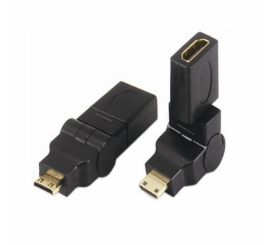 Adattatore girevole da Mini HDMI maschio a HDMI femmina a 360 gradi, angolato di 90 gradi, dorato