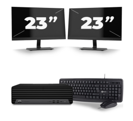 HP EliteDesk 800 G6 USFF - Intel Core i3 di decima generazione - 8 GB di RAM - SSD da 256 GB - Windows 11 + 2 monitor da 23 pollici