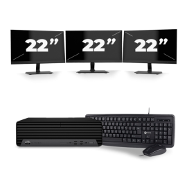 HP EliteDesk 800 G6 USFF - Intel Core i3 di decima generazione - 8 GB di RAM - SSD da 256 GB - Windows 11 + 3 monitor da 22 pollici