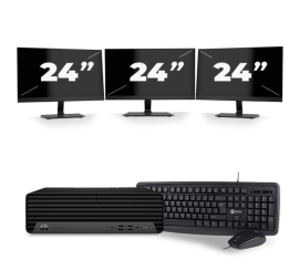 HP EliteDesk 800 G6 USFF - Intel Core i3 di decima generazione - 8 GB di RAM - SSD da 256 GB - Windows 11 + 3 monitor da 24 pollici
