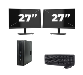 HP ProDesk 600 G2 USFF - Intel Core i7-6a Generazione - 8GB RAM - 256GB SSD - Windows 11 + 2x Monitor da 27 pollici
