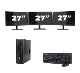 HP ProDesk 600 G2 USFF - Intel Core i7-6a generazione - 8GB RAM - 256GB SSD - Windows 11 + 3 monitor da 27 pollici