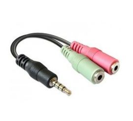 Jack audio da 3,5 mm, splitter a Y, stereo+microfono, cavo piatto, bianco/rosso