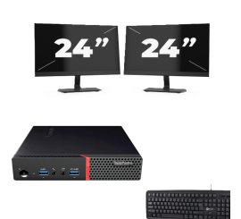 Lenovo ThinkCentre M700 USFF - Intel Core i5 di sesta generazione - 8 GB di RAM - SSD da 256 GB - Windows 11 + 2 monitor da 24 pollici
