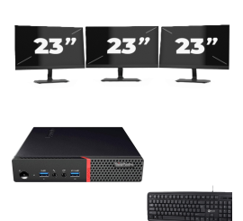 Lenovo ThinkCentre M700 USFF - Intel Core i5 di sesta generazione - 8 GB di RAM - SSD da 256 GB - Windows 11 + 3 monitor da 23 pollici