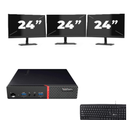 Lenovo ThinkCentre M700 USFF - Intel Core i5 di sesta generazione - 8 GB di RAM - SSD da 256 GB - Windows 11 + 3 monitor da 24 pollici