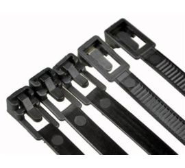 5 fascette per cavi richiudibili riutilizzabili nere da 8 x 250 mm