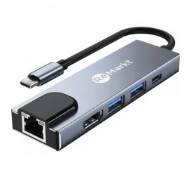 Da USB-C a HDMI 4K + Ethernet + USB 3.0 (x2) + Adattatore USB-C