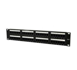 Pannello patch Cat.6 a 48 porte con gestione dei cavi posteriore