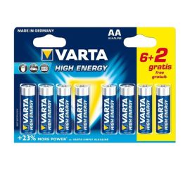 Batteria alcalina VARTA High Energy, AA/LR6, 1,5 V, 6+2 Gratis!