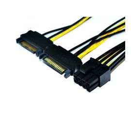 Cavo di alimentazione doppio per scheda grafica SATA da 15 pin maschio a 8 (6+2) femmina, circa 20 cm